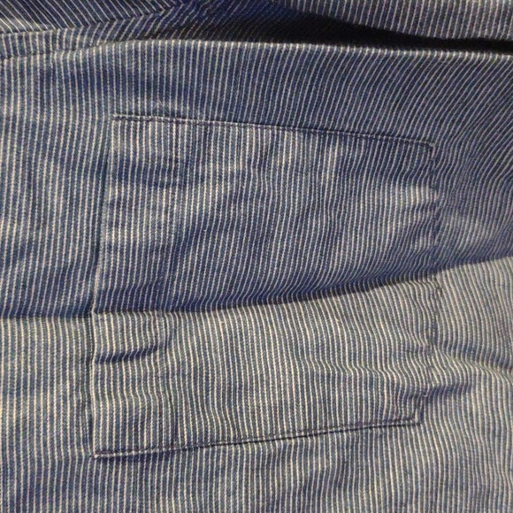 Lucky Brand women's medium long sleeve blue w/white pinstripe button down top - Picture 2 of 4